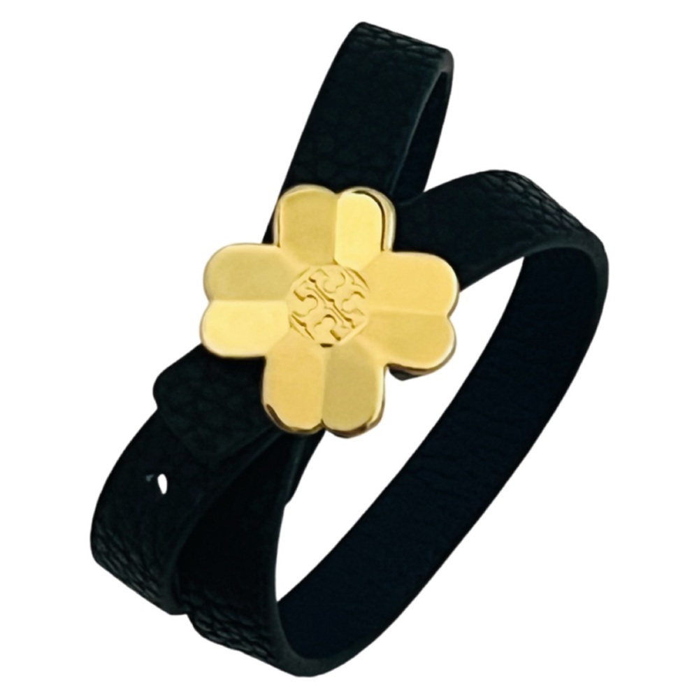 St. Patrick’s Day Shamrock Shawn Gold Clover Leather Wrap Bracelet